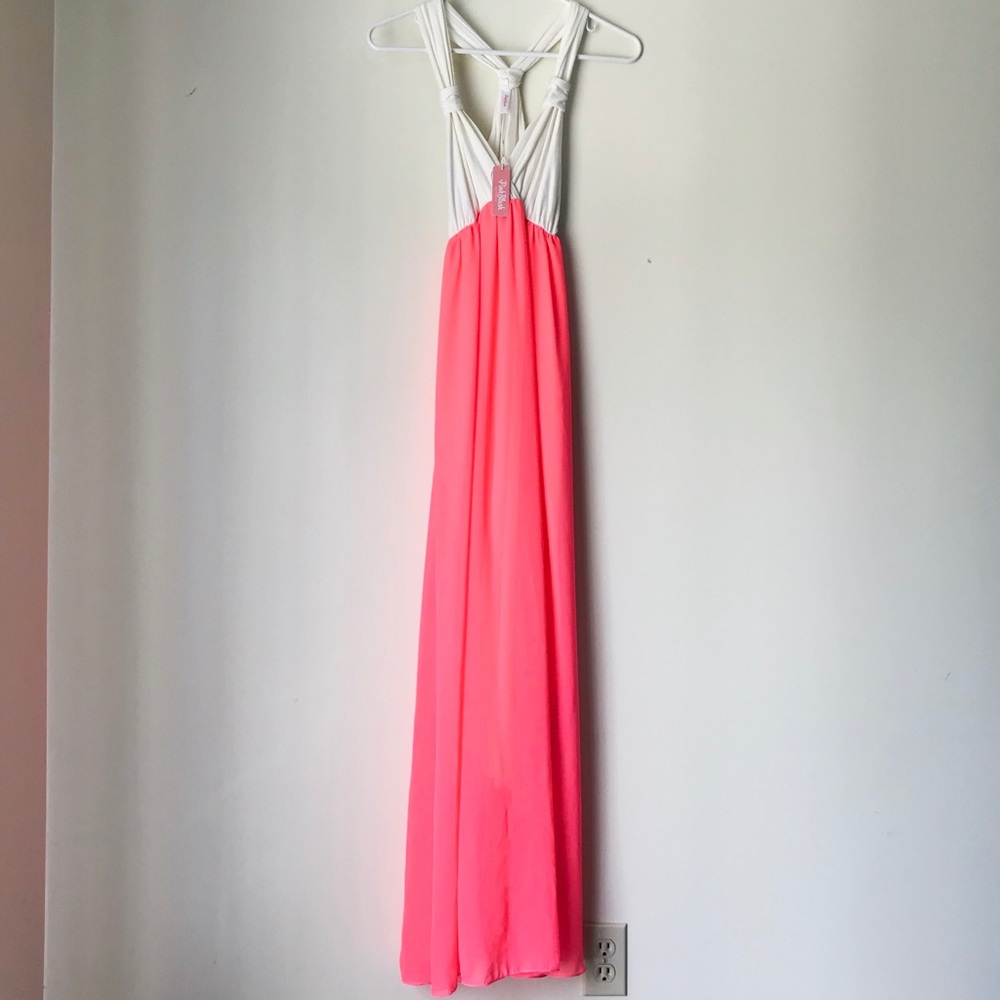 Pinkblush Chiffon Colorblock Maternity Maxi Dress